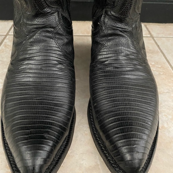 Justin Exotic Black Teju Lizard Cowboy Boots - Picture 5 of 7